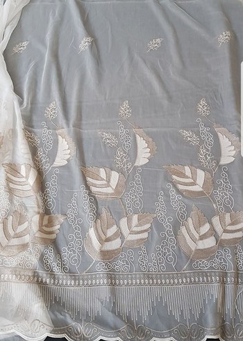 Bej İşlemeli Tül Perde - Görsel 2