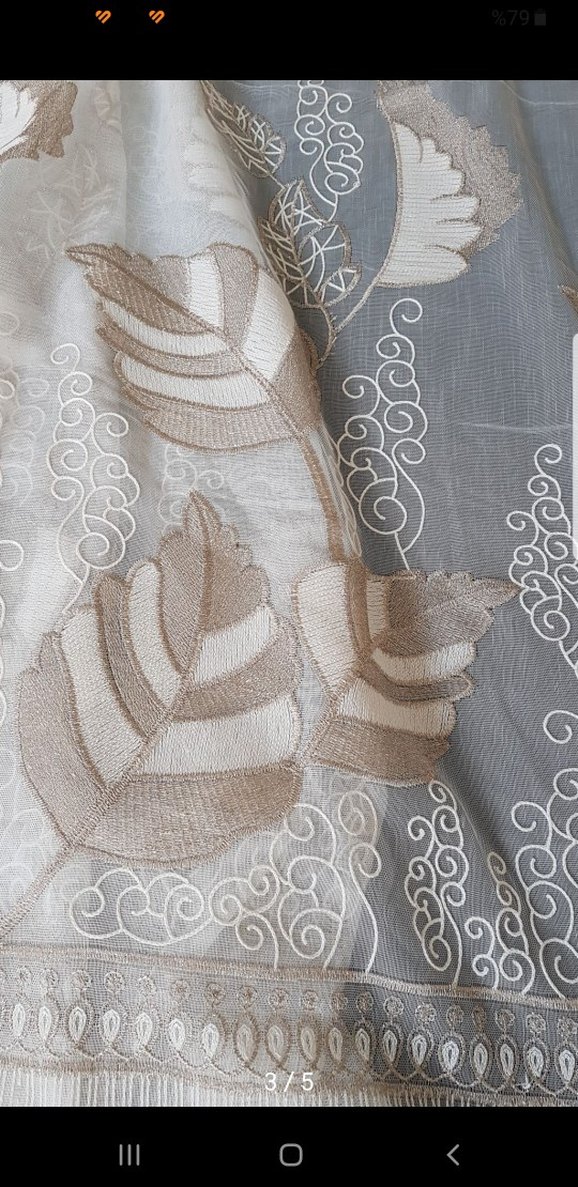 Bej İşlemeli Tül Perde - Görsel 3