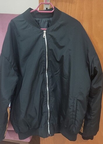 Siyah Unisex Vintage Bomber Ceket