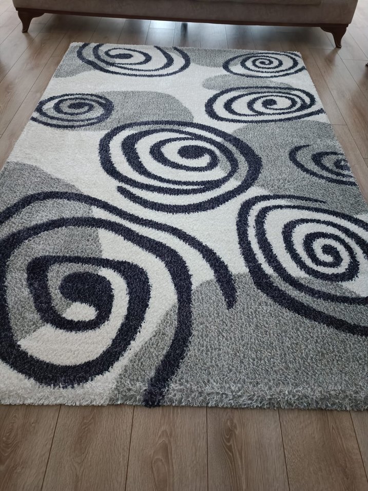 Gri Soyut Desenli Çağdaş Halı - Görsel 3