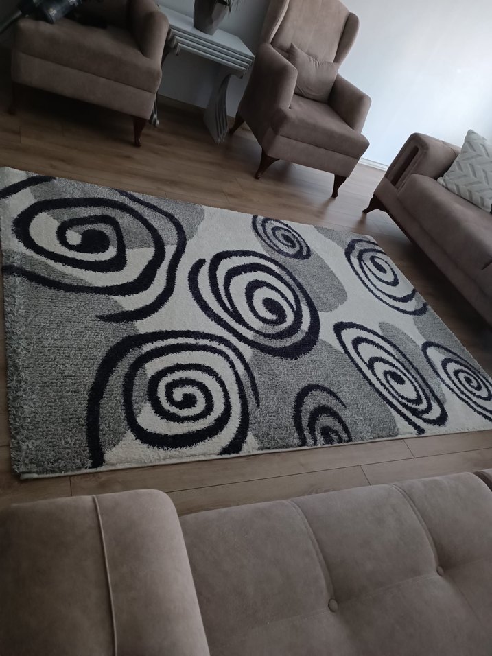 Gri Soyut Desenli Çağdaş Halı - Görsel 4