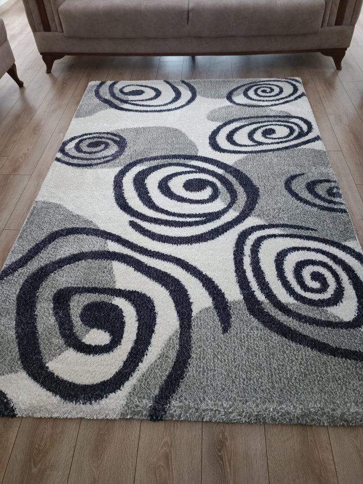 Gri Soyut Desenli Çağdaş Halı - Görsel 2