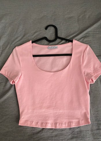 Pembe Kısa Kollu Kadın Tişört