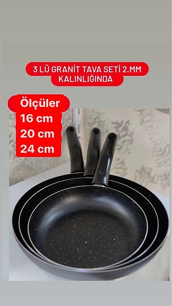 Kampanyalı ürün 3 lü granit tava seti