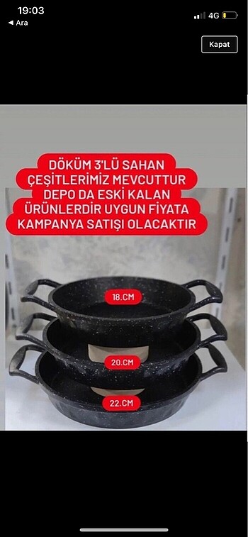 Döküm 3 lü sahan