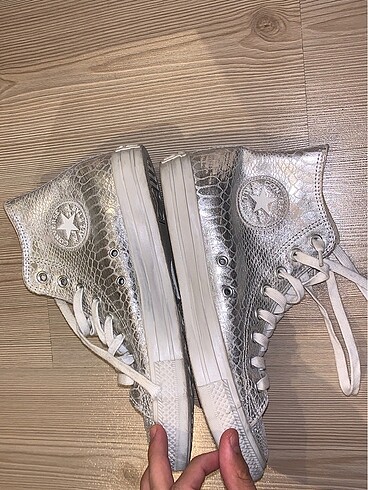 Converse Converse kadın metalik gri deri ayakkabı