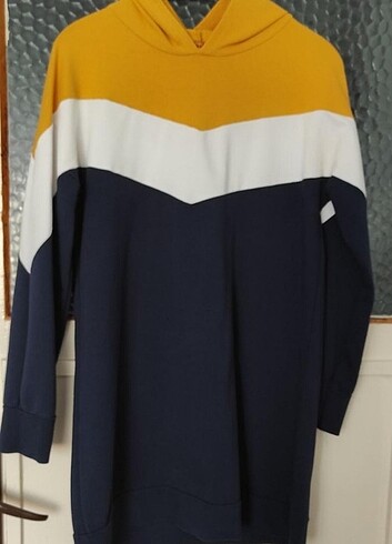 Renk Bloklu Tunik Sweatshirt 