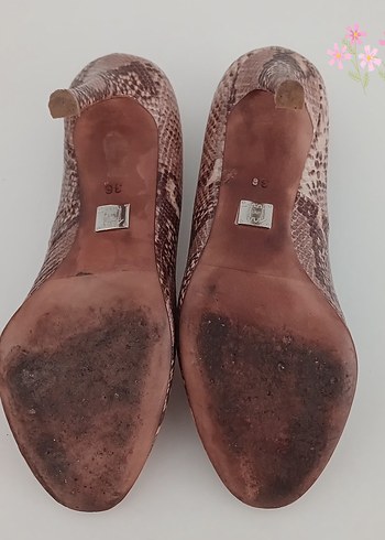 36 Beden camel Renk Bej Yılan Desenli Deri Stiletto