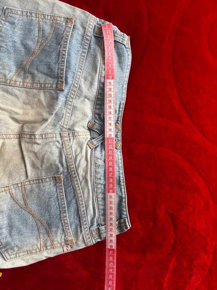 Renkli Püsküllü Mini Kot Şort - Görsel 4