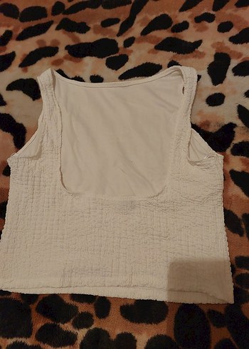 Beyaz  Kolsuz Mini Bluz sırt detaylı - Görsel 2