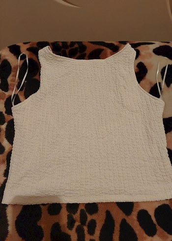 Beyaz  Kolsuz Mini Bluz sırt detaylı - Görsel 3