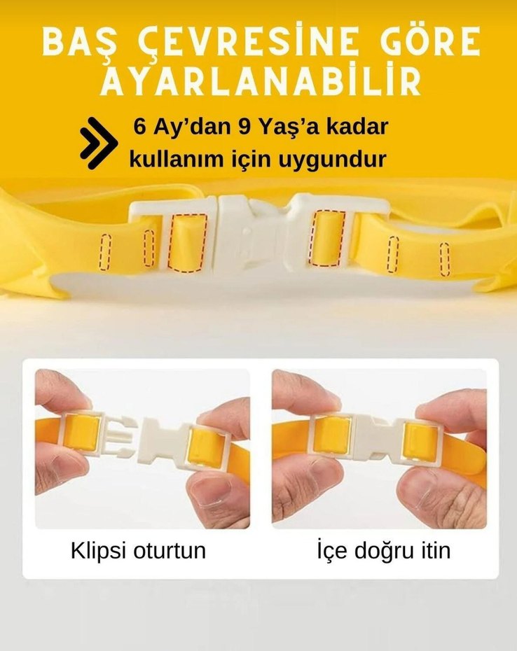 Sarı Dinozor Desenli Bebek Banyo Şapkası - Görsel 3