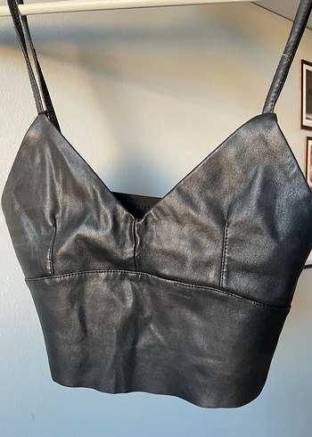 Siyah Deri Mini Bustiyer - Görsel 3