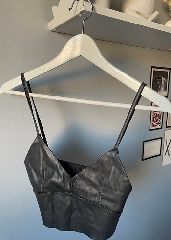 Siyah Deri Mini Bustiyer - Görsel 4