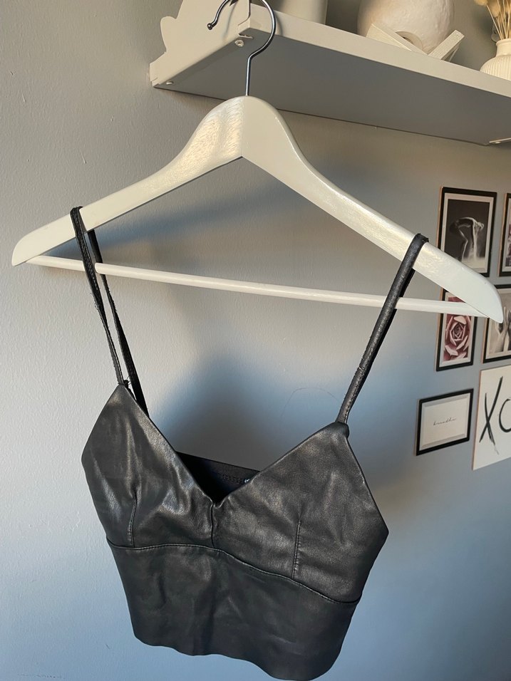 Siyah Deri Mini Bustiyer - Görsel 4