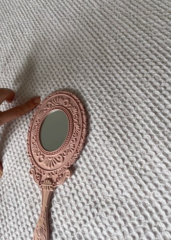Parlak El Aynası vintage pudra pembe - Görsel 2