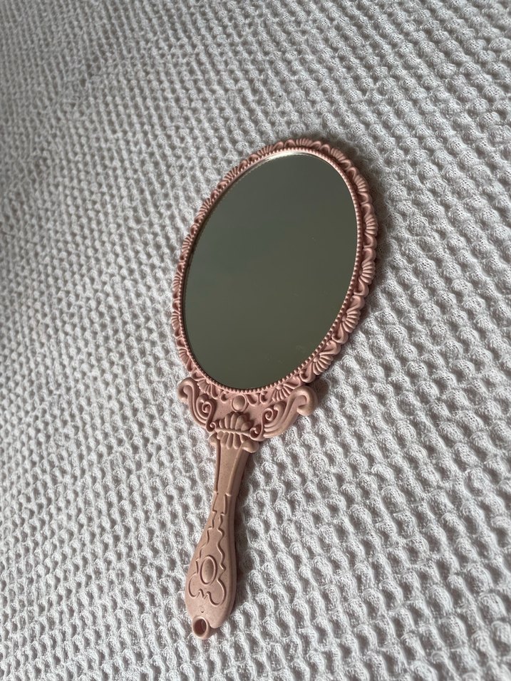 Parlak El Aynası vintage pudra pembe - Görsel 4