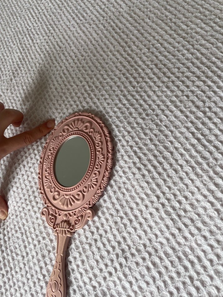 Parlak El Aynası vintage pudra pembe - Görsel 2