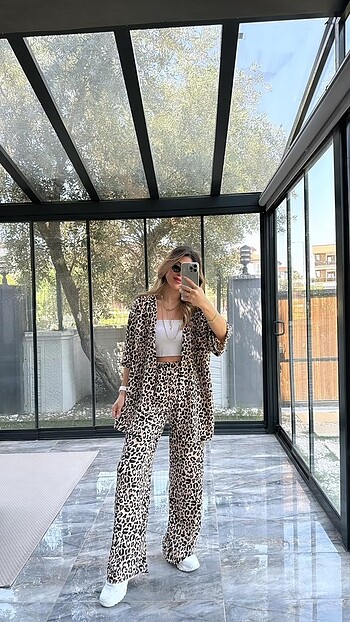 Diğer Leopar desenli kimono takım