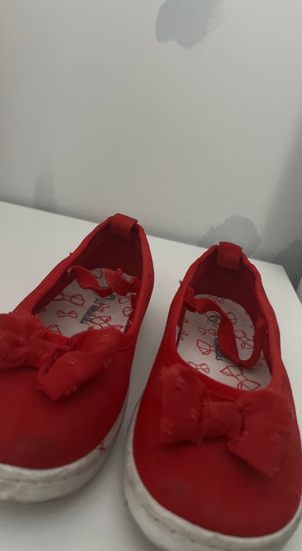 Kırmızı Fiyonk Detaylı Kız Babet Ayakkabı - Görsel 2