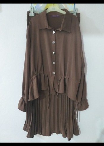 Kadın Kahverengi Pileli - Görsel 2