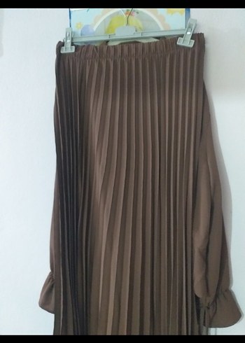 Kadın Kahverengi Pileli - Görsel 4