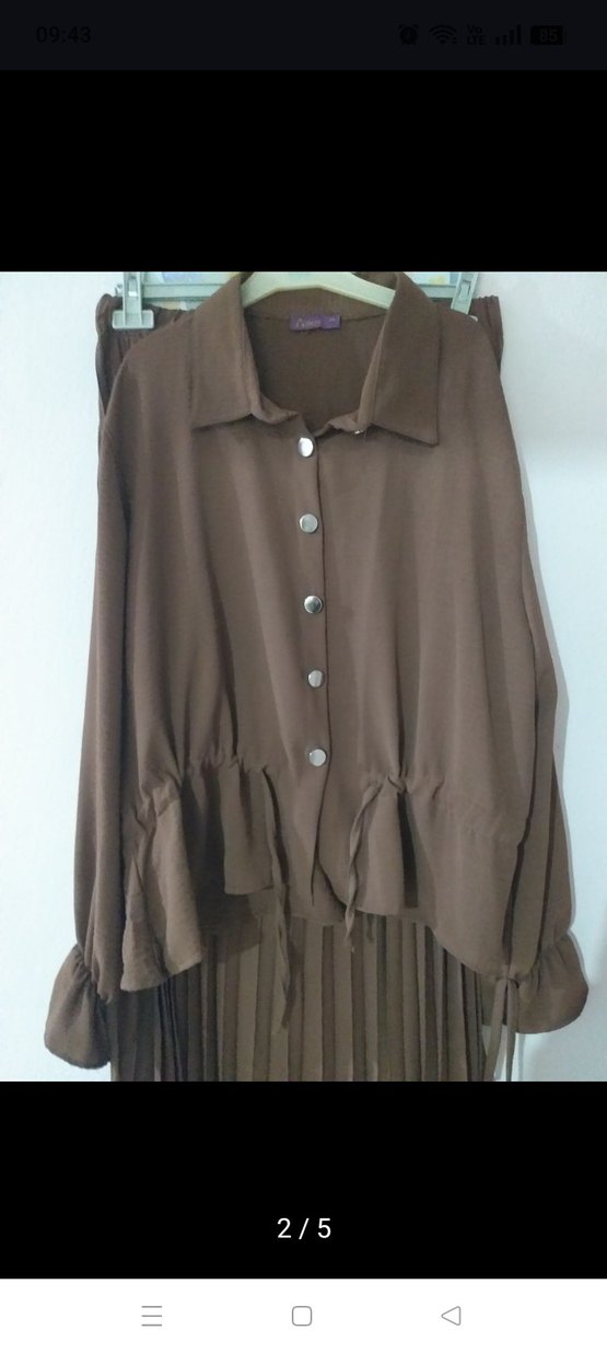 Kadın Kahverengi Pileli - Görsel 3