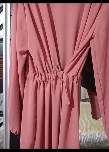 Pembe Uzun Kollu Drapeli Kadın Tunik - Görsel 4