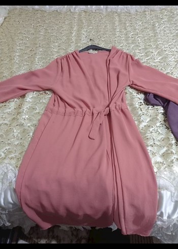 Pembe Uzun Kollu Drapeli Kadın Tunik - Görsel 2