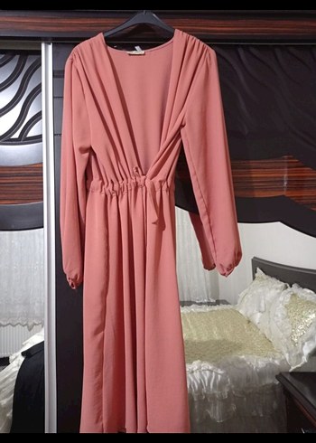 Pembe Uzun Kollu Drapeli Kadın Tunik - Görsel 3