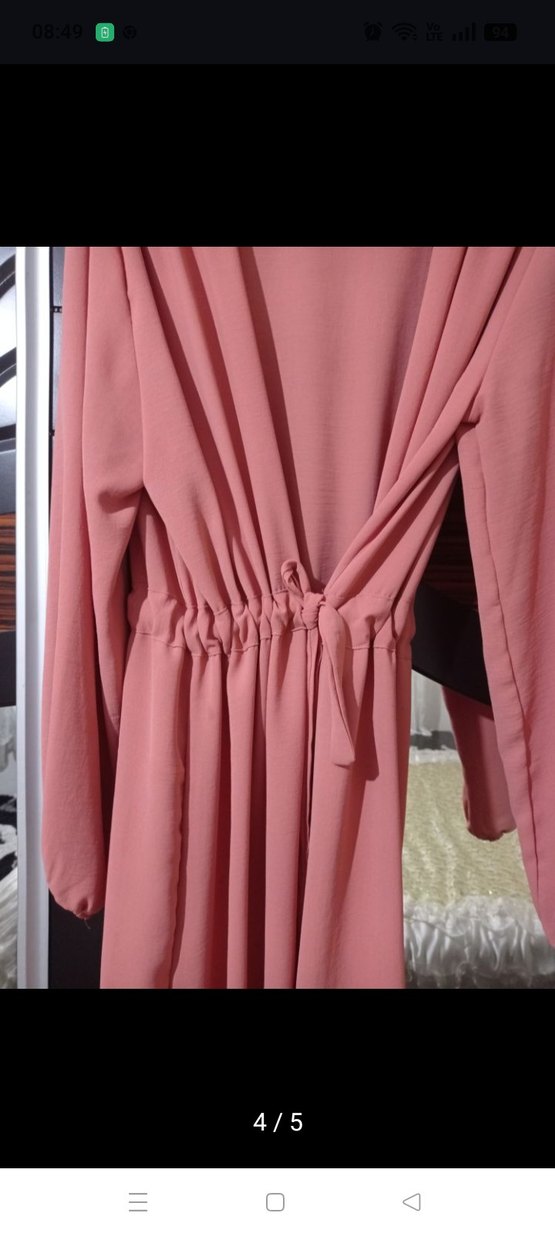 Pembe Uzun Kollu Drapeli Kadın Tunik - Görsel 4