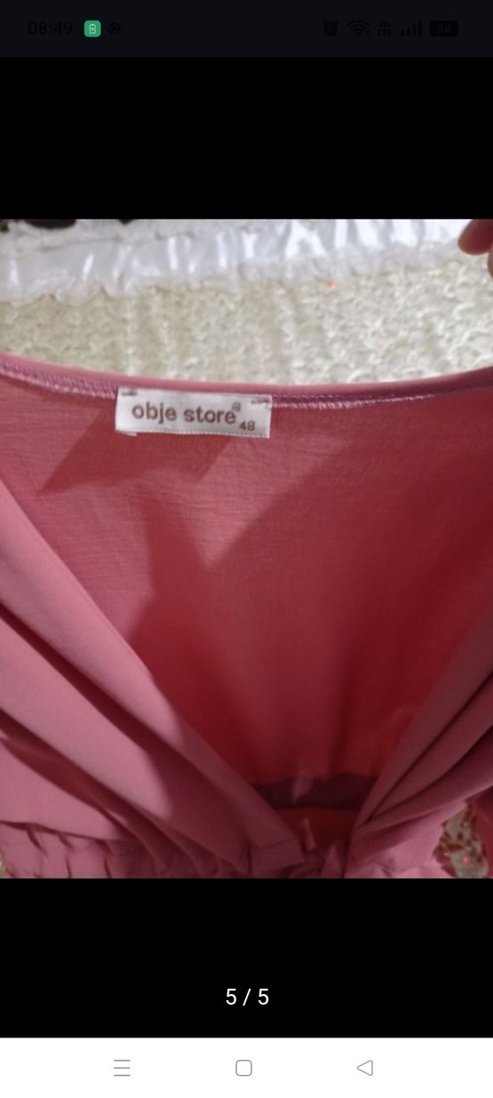 Pembe Uzun Kollu Drapeli Kadın Tunik - Görsel 5