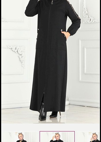 Düğmeli Siyah Uzun Kadın Kaban - Görsel 2