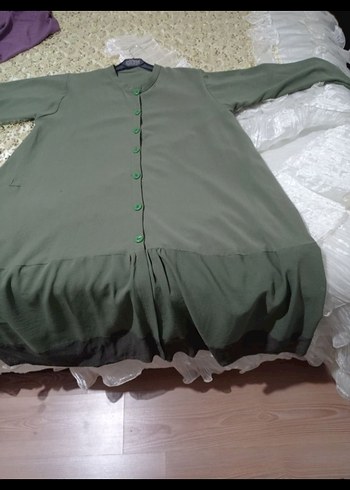 Kadın Haki Uzun krep tunik - Görsel 4