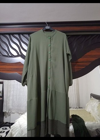 Kadın Haki Uzun krep tunik - Görsel 3