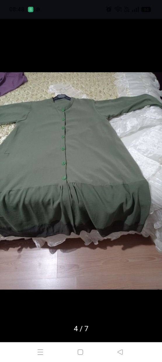 Kadın Haki Uzun krep tunik - Görsel 4