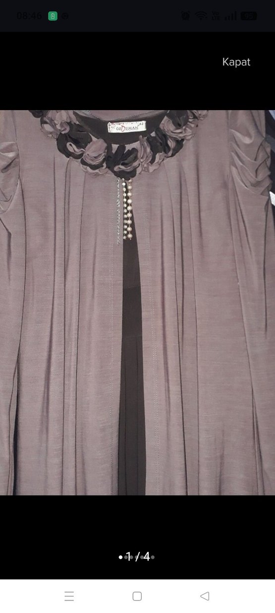 Uzun Kollu Salaş Uzun Elbise - Görsel 4