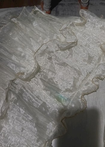 İşlemeli Beyaz Parlak Yatak Örtüsü - Görsel 6