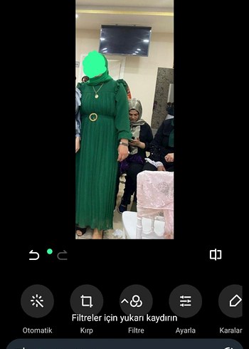 Yeşil Piliseli Uzun Kollu Uzun Elbise - Görsel 3