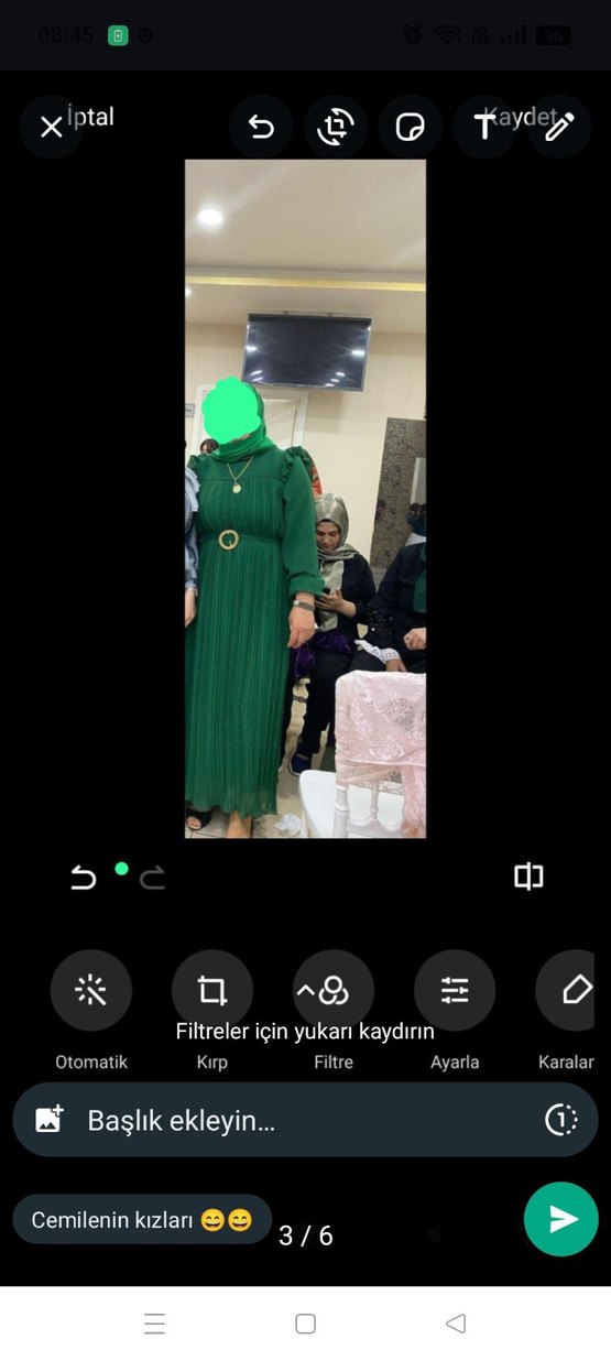 Yeşil Piliseli Uzun Kollu Uzun Elbise - Görsel 3