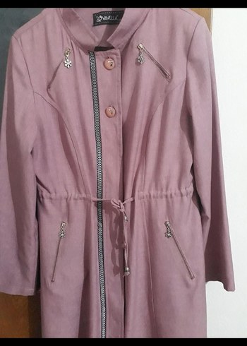 Mor Nakışlı Uzun Kadın Kaban - Görsel 2