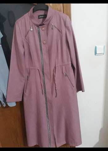 Mor Nakışlı Uzun Kadın Kaban - Görsel 3