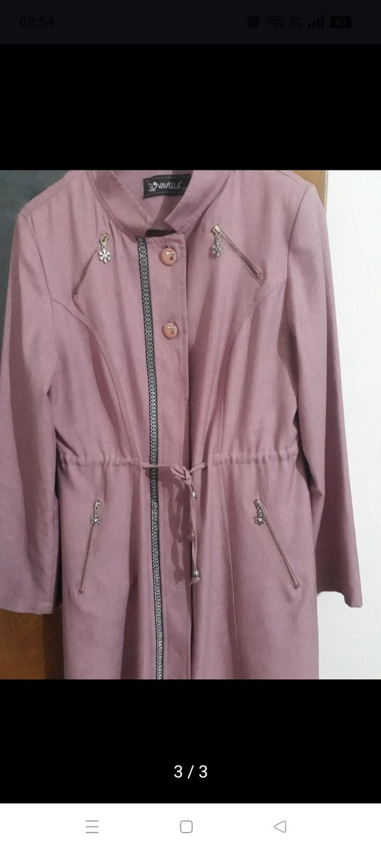 Mor Nakışlı Uzun Kadın Kaban - Görsel 2