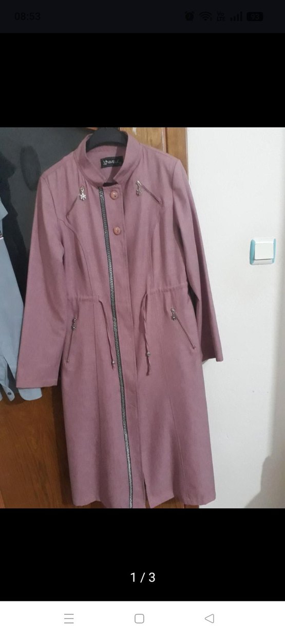 Mor Nakışlı Uzun Kadın Kaban - Görsel 3