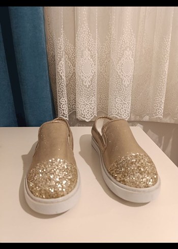 kadınlar için Parlak Altın Simli Loafer - Görsel 2