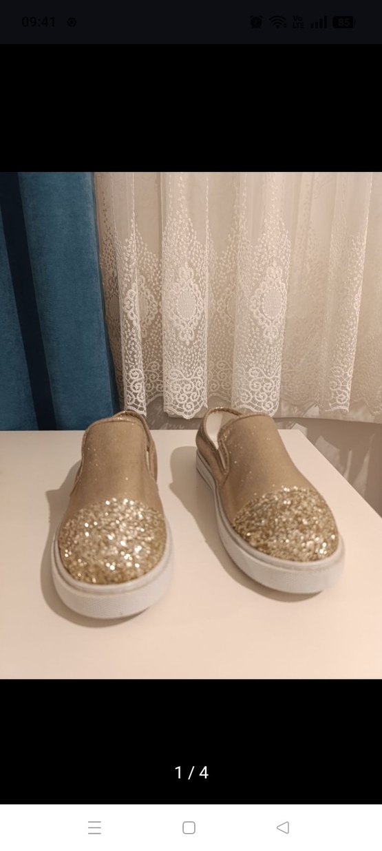 kadınlar için Parlak Altın Simli Loafer - Görsel 2