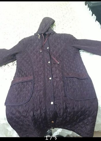 Bordo Kadın Uzun Düğmeli Mont - Görsel 3