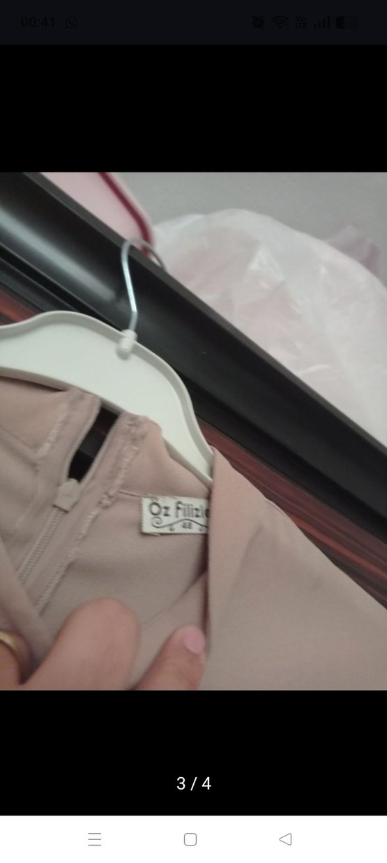 Bej Kadın Uzun Piliseli Elbise - Görsel 2