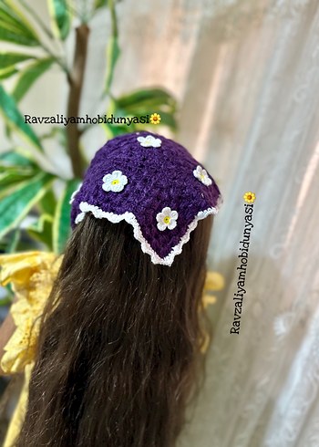 LC Waikiki Mor Çiçekli Örgü Bohem Saç Bandı