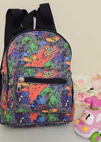 Renkli Dinozor Baskılı Çocuk Sırt Çantası